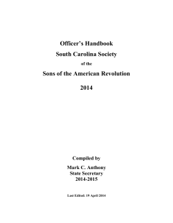Officers Handbook - South Carolina Society Sons of the American
