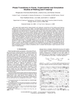 Phase Transitions in Pores: Experimental and