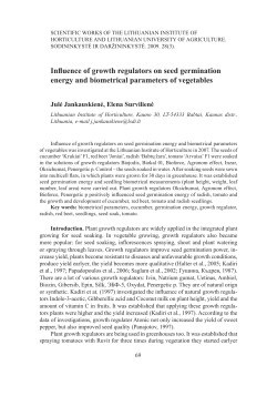 Influence of growth regulators on seed germination energy and