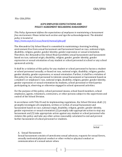 Policy Agreement Regarding Harassment