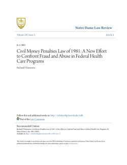 Civil Money Penalties Law of 1981: A New Effort to Confront Fraud