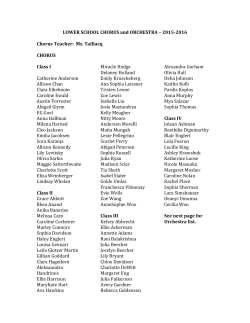 LOWER SCHOOL CHORUS and ORCHESTRA &ndash; 2015