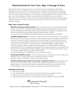 Physical Activity for Your Teen: Ages 13 through 18 Years