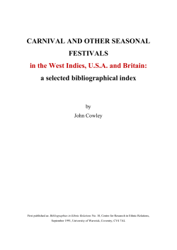 CARNIVAL AND OTHER SEASONAL FESTIVALS in the West Indies