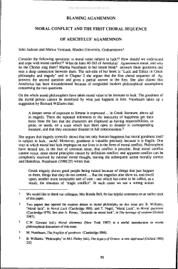 Page 1 . BLAMING AGAMEMNON MORAL CONFLICT AND THE