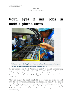 Govt. eyes 2 mn. jobs in mobile phone units