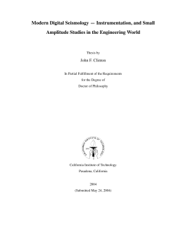 Modern Digital Seismology &mdash; Instrumentation, and Small Amplitude