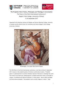 The Prophetic Word: Poetry, Philosophy and