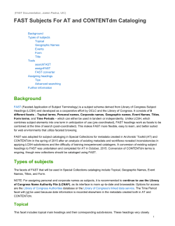 FAST training documentation by Joelen Pastva