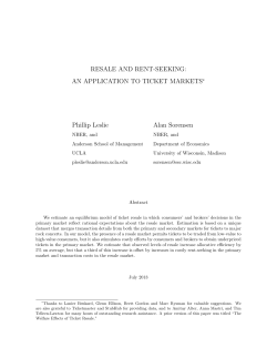 RESALE AND RENT-SEEKING: AN APPLICATION TO TICKET