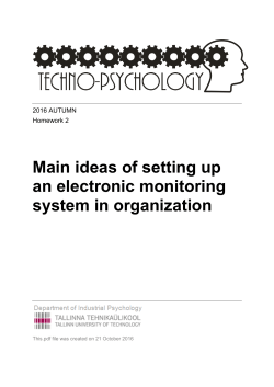 Main ideas of setting up an electronic monitoring system in