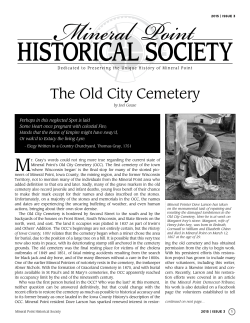 The Old City Cemetery - Mineral Point Historical Society