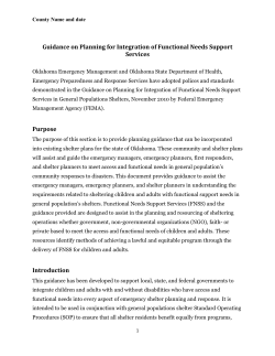 Guidance on Planning for Integration of Functional Needs Support