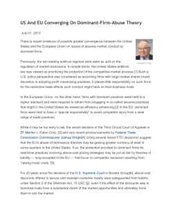 US And EU Converging On Dominant-Firm