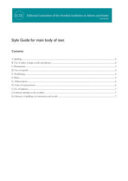 Style Guide - Editorial Committee of the Swedish Institutes at Athens