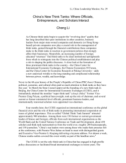 China`s New Think Tanks: Where Officials, Entrepreneurs, and
