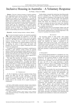 Inclusive Housing in Australia &ndash; A Voluntary Response