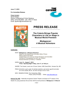 Coterie MADAGASCAR Press Release