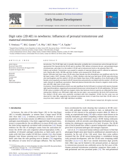 Digit ratio (2D:4D) in newborns: Influences of prenatal testosterone