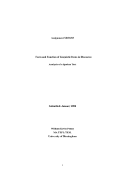 Form and Function of Linguistic Items in Discourse