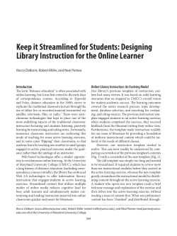 Keep it Streamlined for Students: Designing Library Instruction for