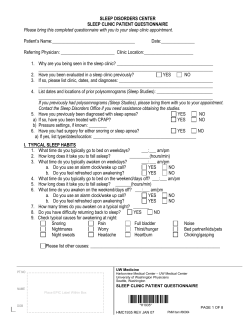 Sleep Clinic Patient Questionnaire