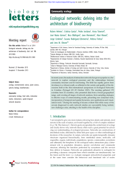 Ecological networks: delving into the architecture of biodiversity