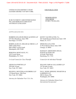 Memorandum and Order - Payment Card Settlement