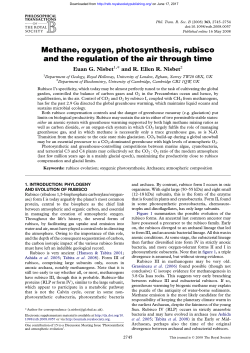 Methane, oxygen, photosynthesis, rubisco and the regulation of the