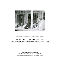 Model Statute Regulating Dog Breeding, Facilitation and Sales