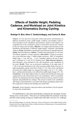 Effects of Saddle Height, Pedaling Cadence, and Workload on Joint