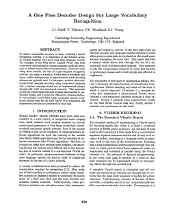 A One Pass Decoder Design For Large Vocabulary Recognition
