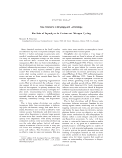 INVITED ESSAY New Frontiers in Bryology and Lichenology The