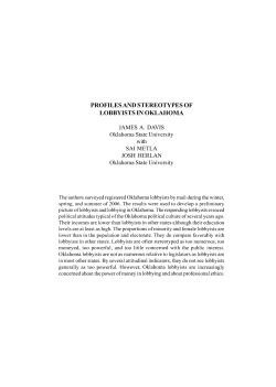 PROFILES AND STEREOTYPES OF LOBBYISTS IN OKLAHOMA