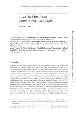 Imperfect Justice at Nuremberg and Tokyo