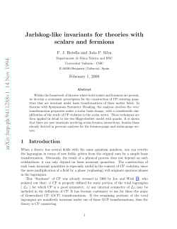 Jarlskog-like invariants for theories with scalars and fermions