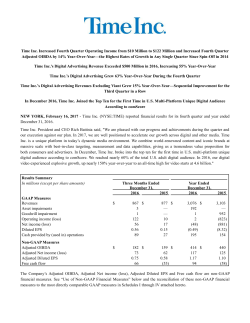 Time Inc. Increased Fourth Quarter Operating Income from $10