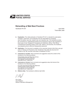 Handbook PO-441 - Rehandling of Mail Best Practices