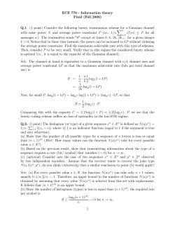 ECE 776 - Information theory Final (Fall 2008) Q.1. (1 point
