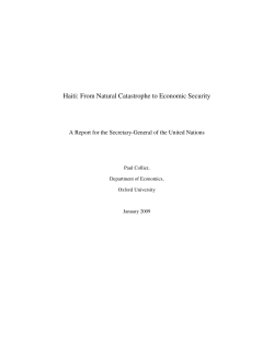 Haiti: From Natural Catastrophe to Economic Security