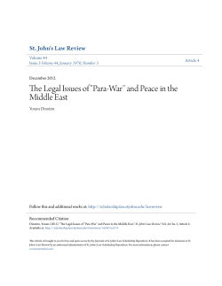 The Legal Issues of "Para-War" and Peace in the Middle East