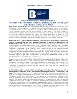 Télécharger le PDF - Boston-Paris Biotechnology Summit