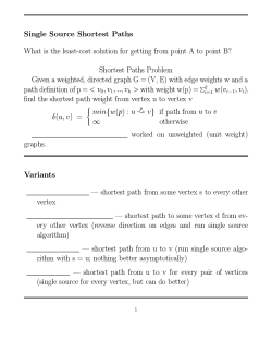 Shortest Paths Problem Given a
