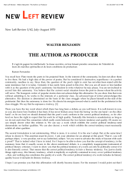 New Left Review - Walter Benjamin: The Author as Producer
