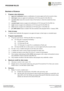 Rules for the Bachelor of Science