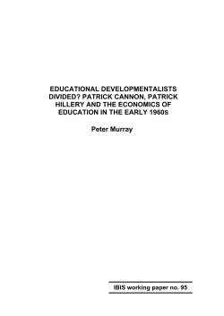 Educational developmentalists divided? Patrick Cannon, Patrick