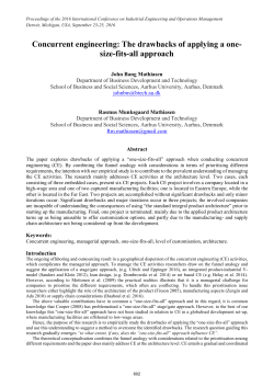 Concurrent engineering: The drawbacks of applying