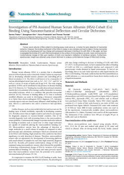 Investigation of Ph-Assisted Human Serum Albumin (HSA)