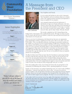 A Message from the President and CEO
