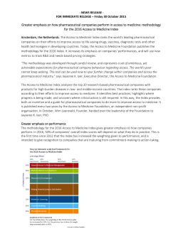 Greater emphasis on how pharmaceutical companies perform in